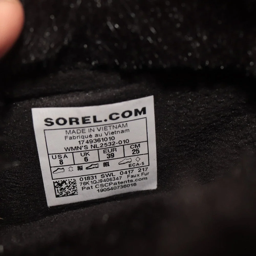 Sorel Womens Tivoli III Boot Size 8 Waterproof Black Suede Winter Bootie Lace Up